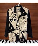Vintage 90’s MEPHISTO Black Ivory FACES Jacket Blazer Women&#39;s Size M Medium - $39.59