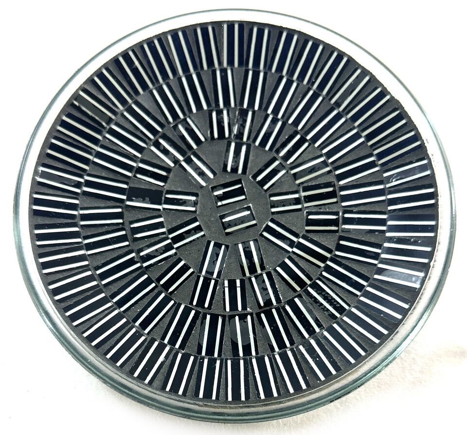 Black Mosaic Pillar Plate Glass Candle Holder 5.5” - $4.48