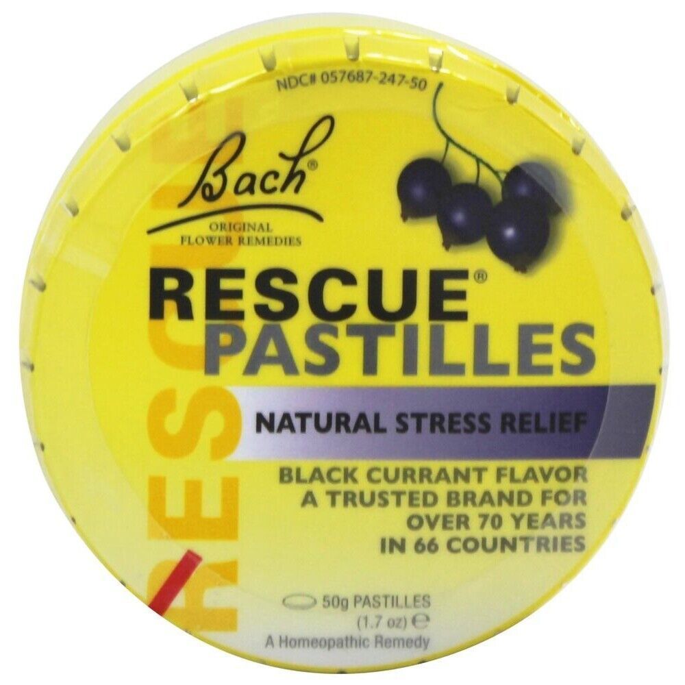 Primary image for Bach Original Flower Remedies Rescue Remedy Pastilles Black Currant, 1.7 Ounces