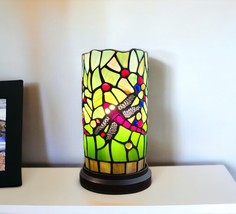 11&quot; Green and Pink Dragonfly Stained Glass Accent Lamp - $149.51