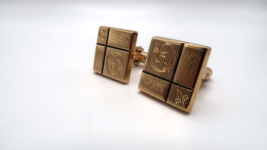 Vintage Gold Plate Ornate Style Square Cufflinks - £15.79 GBP