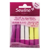 Premium Quality Sewline Multi Assorted Refill for Glue Pen Pink Blue Yellow Fabr - £12.78 GBP