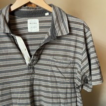 Billy Reid Polo Shirt Mens XL Gray Orange Striped Short Sleeve 100% Cotton - £15.57 GBP