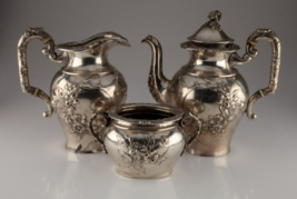 Ornate Sterling Silver British Tea/Coffee Set 1930s Hand-Chased - $20,990.72