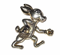 Vintage &amp; Chunky Peter Rabbit Easter Bunny Pendant Brooch Pin Signed MJ - £7.86 GBP