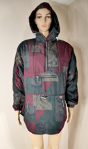 NILS Anorak Jacket Floral Patchwork Print Multicolor Hooded Wms Size 4 Vintage - £55.87 GBP