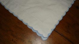 Pottery Barn Kids White Scallop Standard Pillow Sham With Blue Embroidery Euc - $12.97