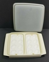 Tupperware Deviled Egg Holder  Lid 2 Inserts Tray Almond 723-1 Keeper Carrier - £7.11 GBP