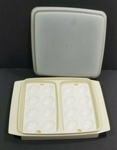 Tupperware Deviled Egg Holder  Lid 2 Inserts Tray Almond 723-1 Keeper Ca... - $9.00