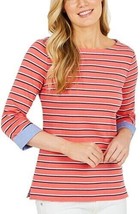Nautica Ladies 3/4 Cuffed Sleeve Chambray Casual Top, DREAM CORAL, XX-Large - $12.87