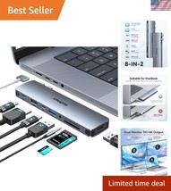 Portable 8-in-2 USB C Docking Station for MacBook Pro Air, 40Gbps Transfer - $33.50
