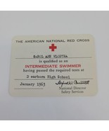 Old 1964 The American Red Cross Intermediate Swimming Wallet Card FREE S/H - $8.96