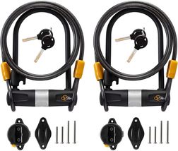Heavy Duty, 14Mm Shackle And 10Mm X 1.8M Cable With Mounting Bracket, Lock Set. - £40.71 GBP