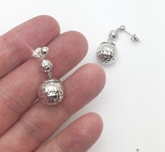 18k white gold diamond ball bead drop dangling earring 4.6g  #AG - £256.28 GBP