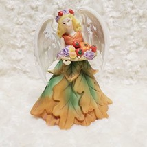 2006 AVON Joyful Flowers Fall Autumn Leaves Fruit Basket 6&quot; Angel Figurine - $11.88