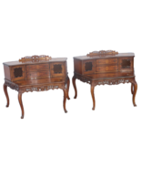 Louis XVI Style French Provincial Marquetry Inlay Step Tables / Side Tab... - £970.89 GBP