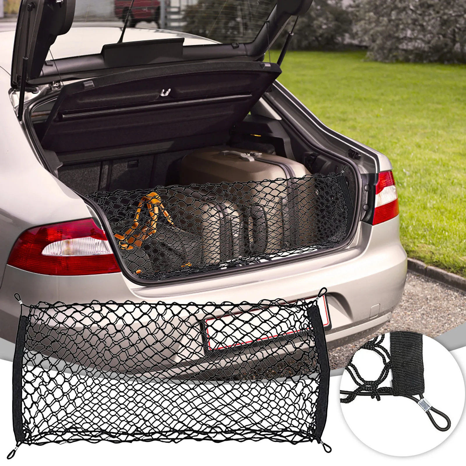 Heavy Duty Stretchable Elastic Car Trunk Net Stowing Tidying Organizer Storage - £22.18 GBP+