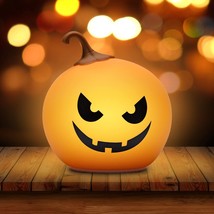 Halloween Pumpkin Kids Night Light, Lights 7 Color Led Silicone Touch Dimmable B - £32.05 GBP