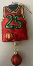 Basketball Jersey #25  Christmas Ornament 2 piece with Ball Blown Glass 6” - £14.80 GBP