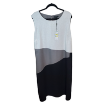 For Cynthia 3X Sheath Plus Sizes Linen Blend Dress Black White and Gray New - $44.99