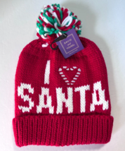 I Love SANTA Beanie Knit Pom Hat Heart Embroidered Cap Thick Soft warm #N - £10.55 GBP