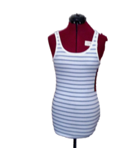 Merona Tank Top Blue White Women Knit Size Medium Striped - £11.07 GBP