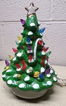 Brinn&#39;s 9&quot; Green Ceramic Hand Painted Lighted Christmas Tree Works - $534.11 MXN