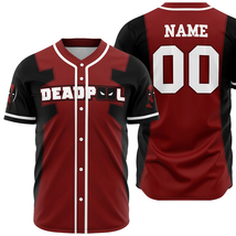 Custom Baseball Jersey Deadpool Costume Unisex Shirt Personalized Birthd... - $26.99+
