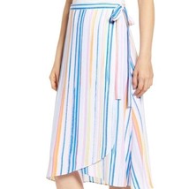 bp Nordstrom white pastel rainbow stripe wrap tie midi skirt extra small MSRP 59 - £11.84 GBP