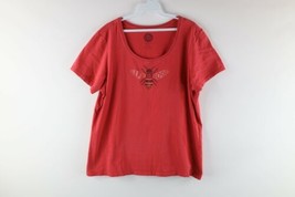 Life is Good Womens Large Classic Fit Bee Spell Out Crusher Tee T-Shirt Red - £27.41 GBP