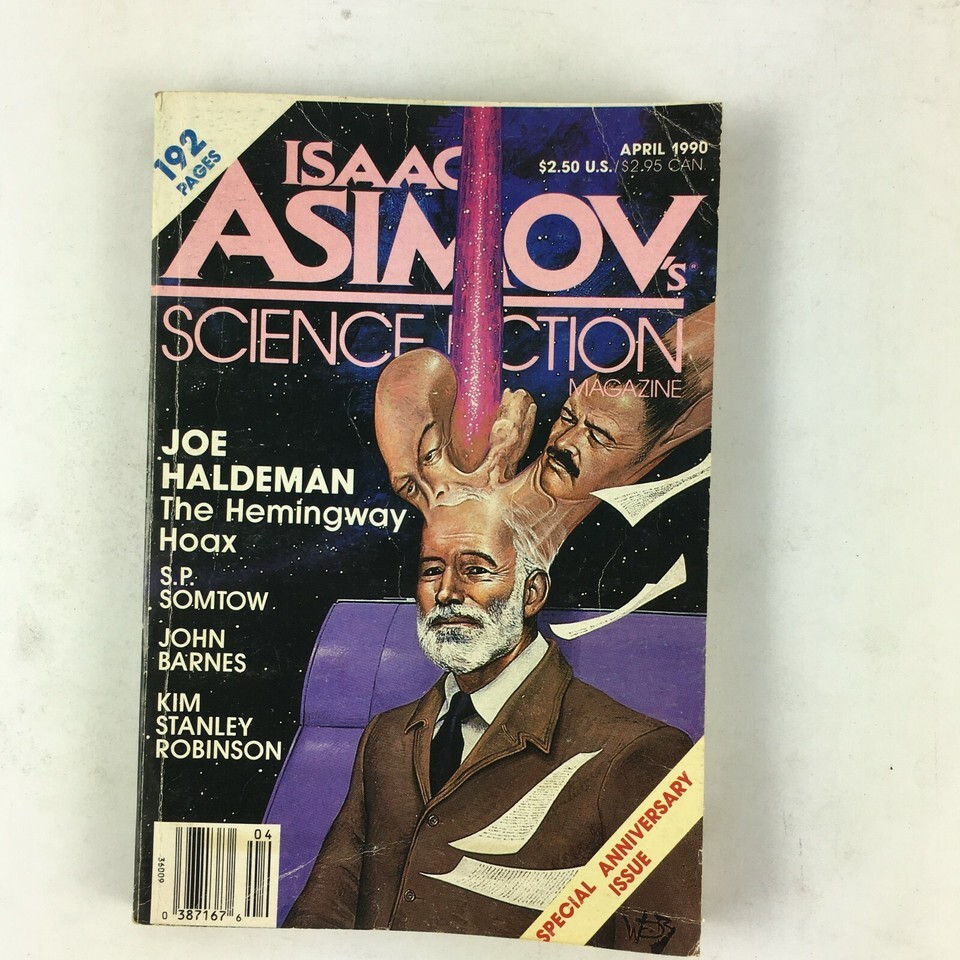 April 1990 Isaac Asimov&#39;s Science Fiction Magazine Joe Haldeman John Barnes - $15.05