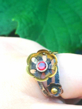Adorable Indian Garnet Ring Size 9 or S, 925 silver, Some Copper Overlay - £18.96 GBP