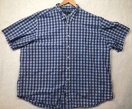 Ralph Lauren Seersucker Button Down Shirt Blue White Check Men&#39;s 3XB 3XL... - $29.39