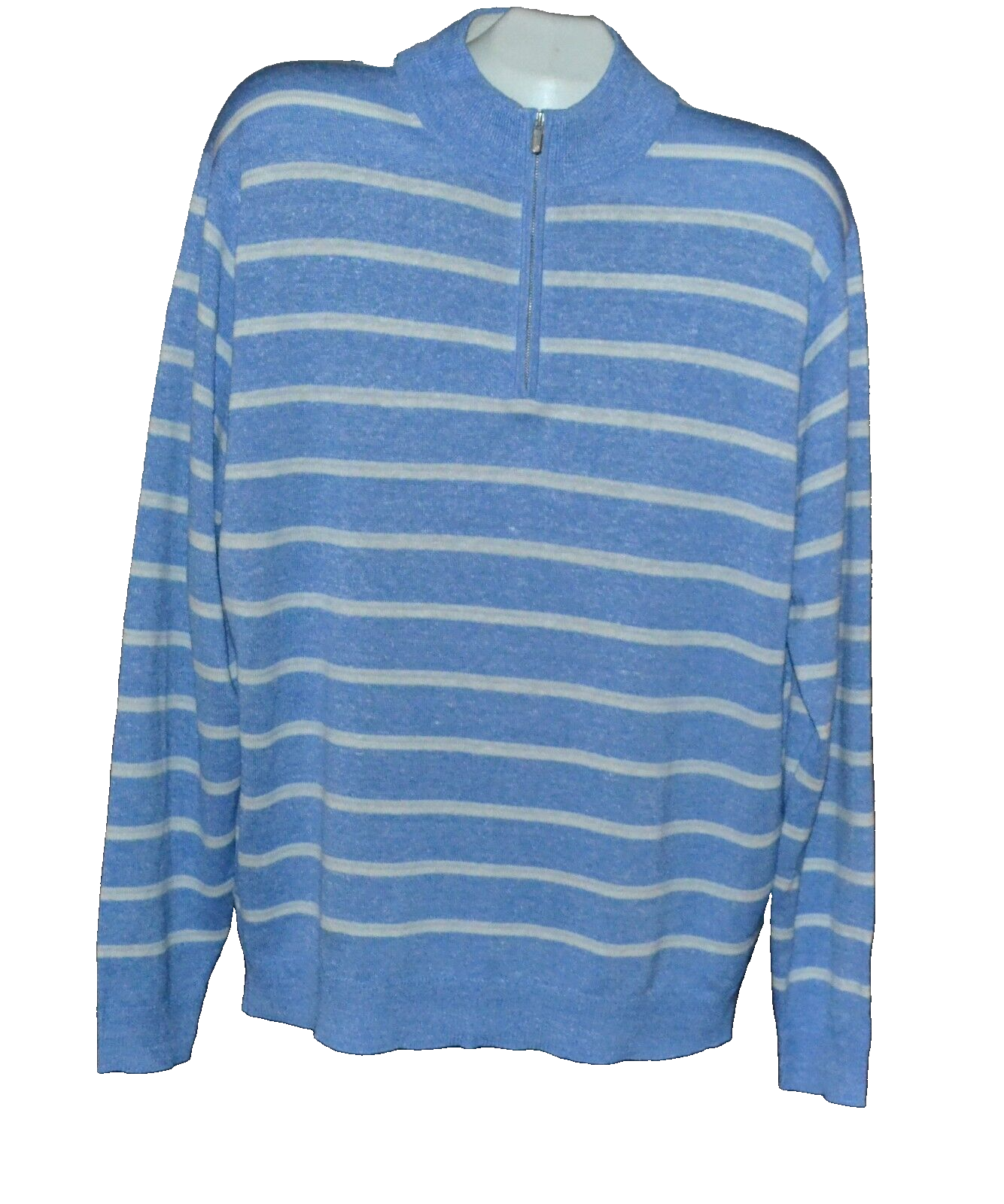 Primary image for Peter Millar Light Blue White Stripes Wool Linen Men's Knitted Sweater Size L