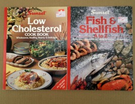 Lot of 2 Vintage Sunset Cookbooks Fish &amp; Shellfish and Low Cholesterol C... - $8.86