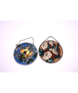Lot of 2 Hummingbird w/ Flowers Window Suncatcher Stained/ Painted Glass... - $335.93 MXN