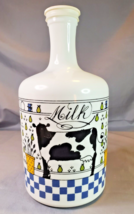 Cow Milk Glass Bottle Jug Decor Countrycore Farmhouse 1980s Kitchen Pears Hen - £11.85 GBP