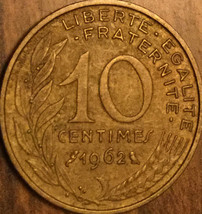 1962 France 10 Centimes Coin République Française - £1.31 GBP