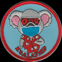 KOALAFIED MASK QAR RED MILITARY HOOK &amp; LOOP ROUND EMBROIDERED PATCH - £23.59 GBP