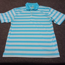Titanium Links Golf Polo Shirt Men Large Blue Stripe Golfer - $18.47