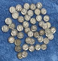 Full Roll of 50 - Mercury Dimes dated 1916 - 1945  No Culls - No Junk US... - $156.41