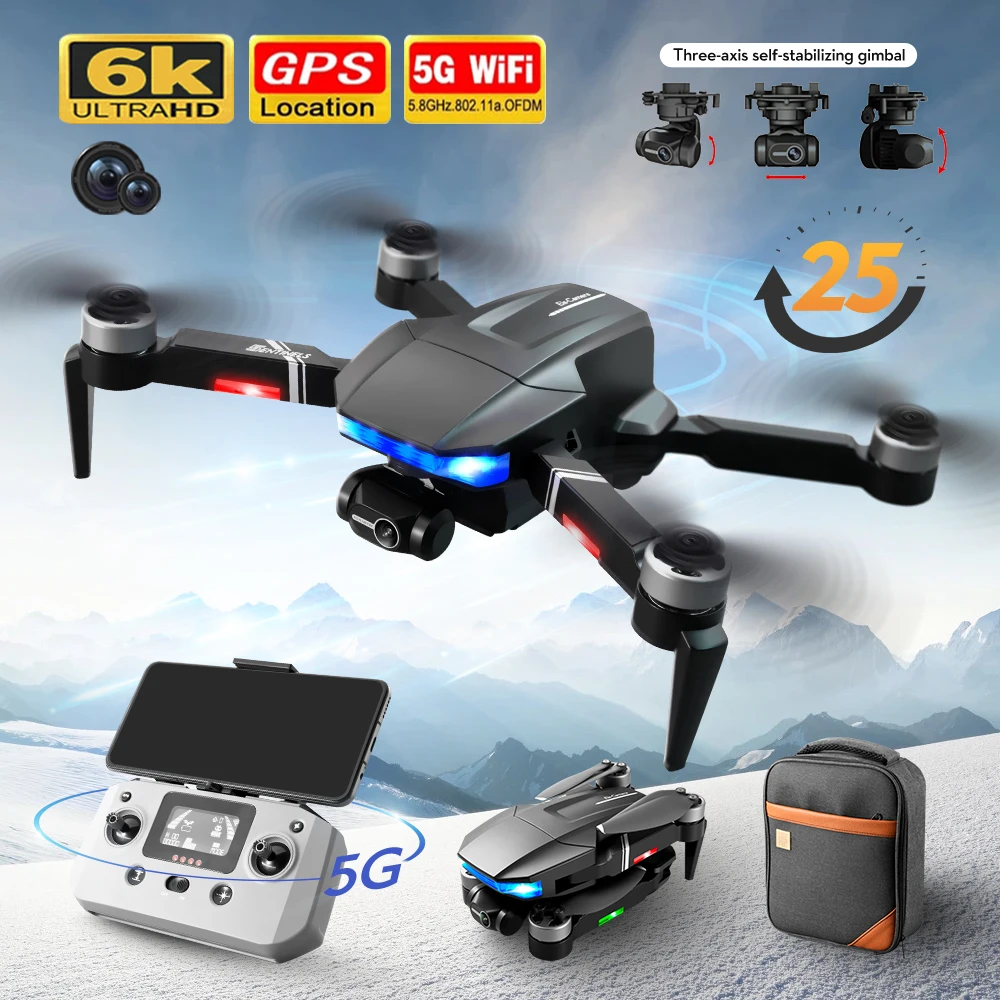 2022 New S7S Profesional Drone 6K HD Camera 5G GPS 3-Axis Gimbal Anti-Sha - £190.65 GBP+