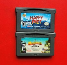 GBA Happy Feet &amp; Madagascar Game Boy Advance Kids Lot 2 Nintendo GBA Games Works - £9.50 GBP