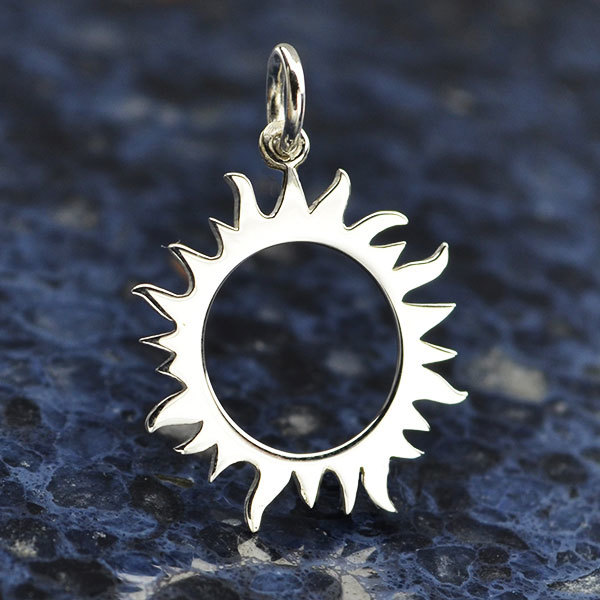 Sterling Silver Eclipse Charm - Sun Charm 22x15mm - $22.04