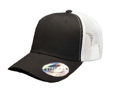 Black White - Trucker Hat Cotton Mesh Solid Polo Style Baseball Cap - £14.68 GBP