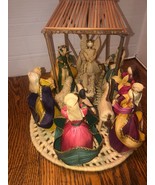 Vintage Cornhusk Angels Nativity Scene On Woven Mat-12&quot; x 16&quot; x 10&quot; T - $29.95