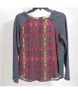 Jolt Burgundy Women&#39;s Heathered Gray and Black Long Sleeve Top Small - $18.04 CAD