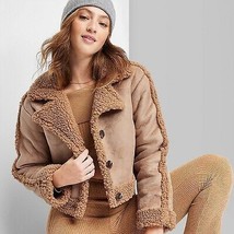 Women&#39;s Faux Shearling Jacket - Wild Fable Brown M - £21.22 GBP