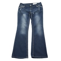 Faded Glory Pants Womens 12P Blue Denim Flat Front Distressed Bootcut Jeans - $25.62