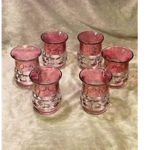 Vintage Tiffin Franciscan King&#39;s Crown Cranberry Flashed Water/Juice Glasses (6) - £43.47 GBP
